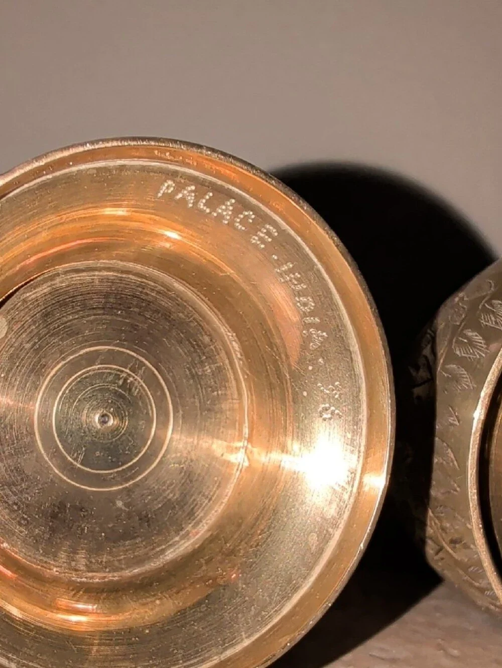 Engraved Solid Brass Floral Decorative Vase (Set of 2) Palace India 36